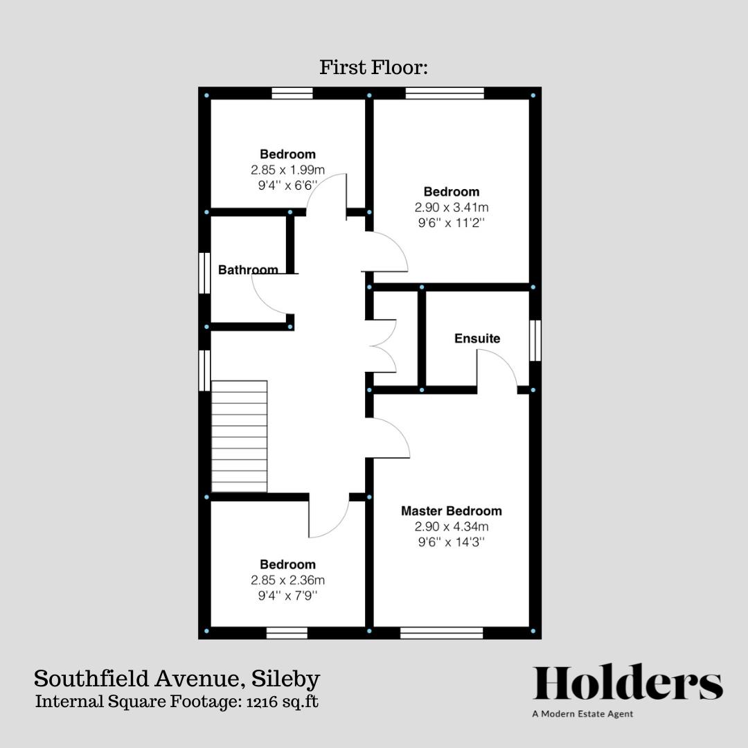 First Floor Floorplan for Southfield Avenue, Sileby, Loughborough