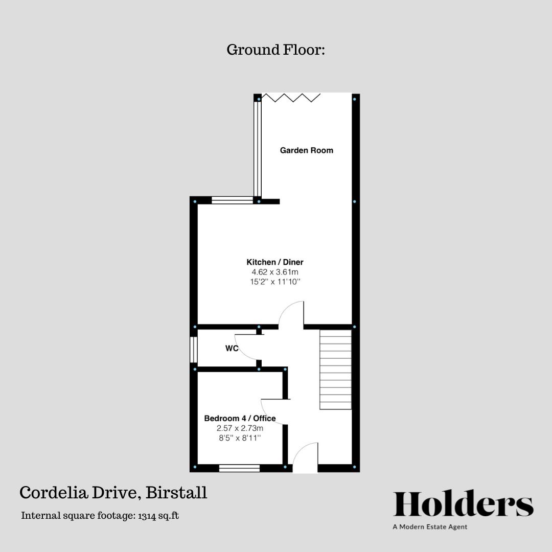 Ground Floor Floorplan for Cordelia Drive, Birstall, Leicester