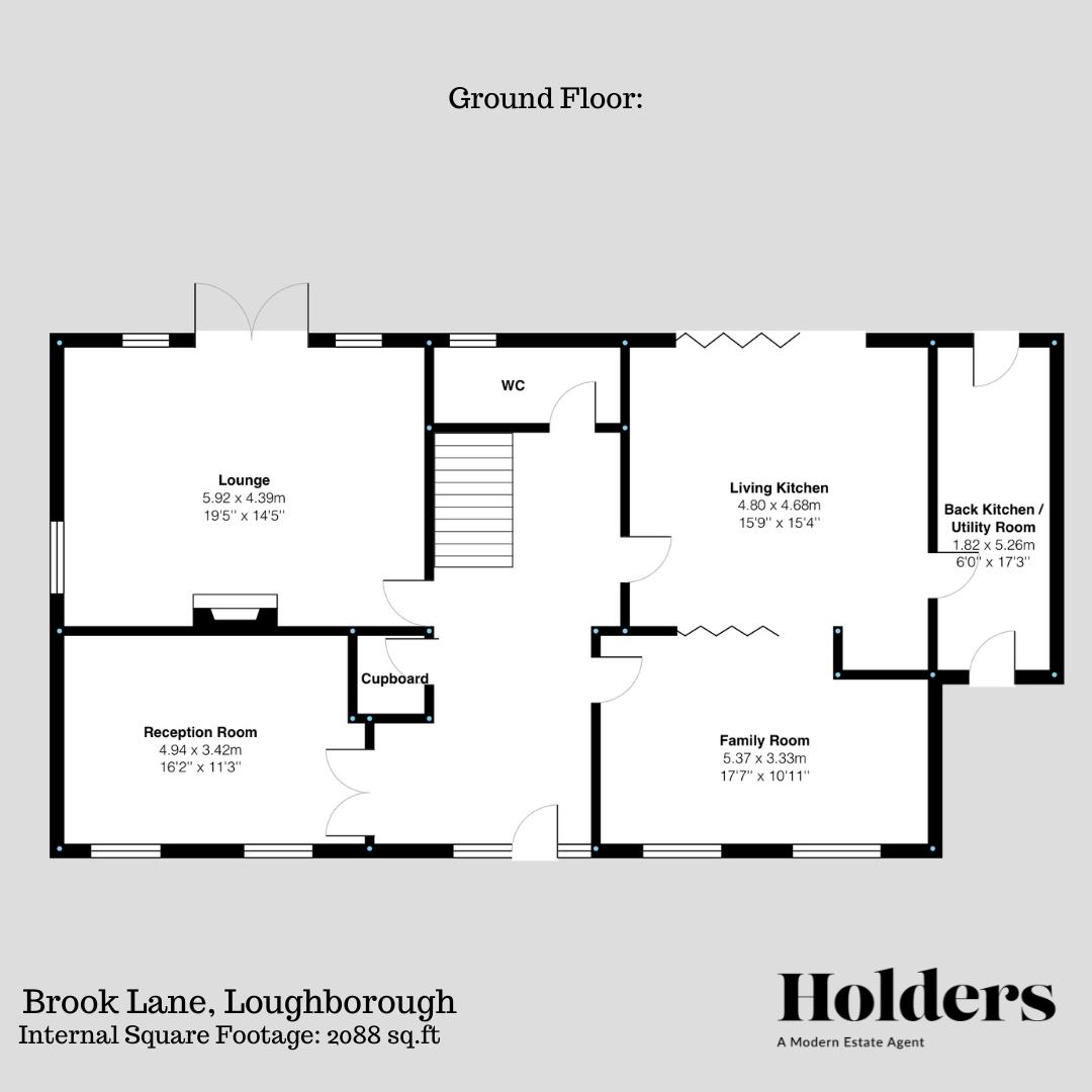 Ground Floor Floorplan for Brook Lane, Loughborough