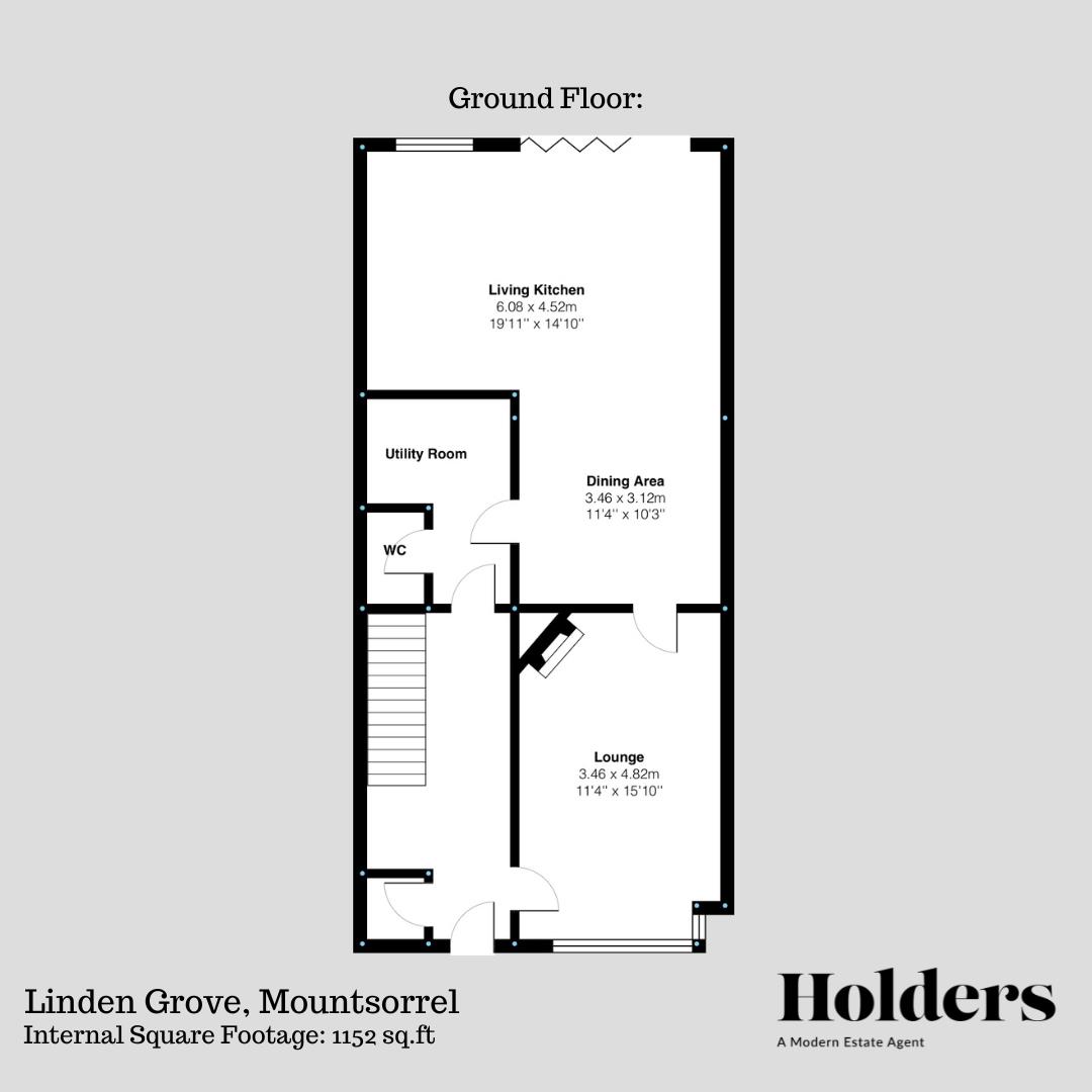 Ground Floor Floorplan for Linden Grove, Mountsorrel, Loughborough