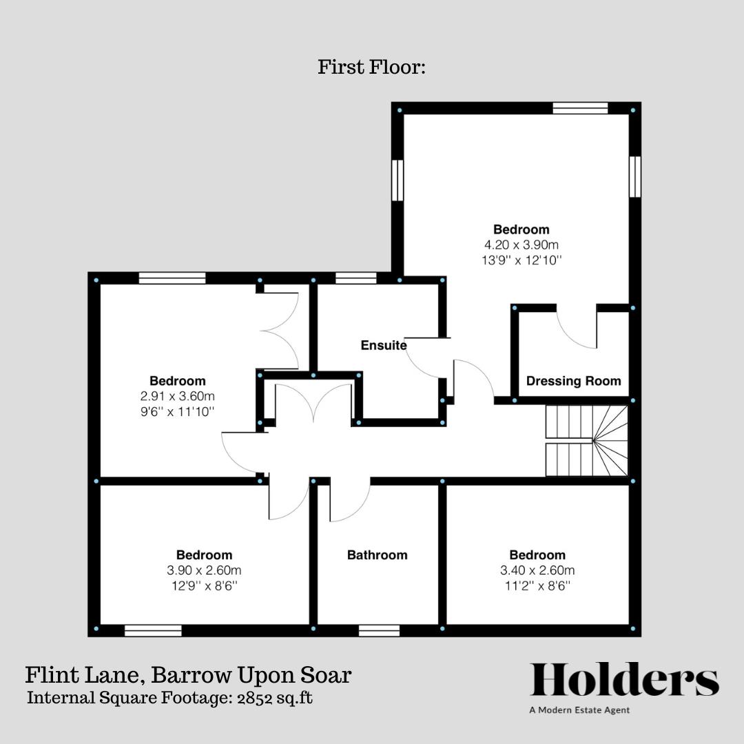 First Floor Floorplan for Flint Lane, Barrow Upon Soar, Loughborough