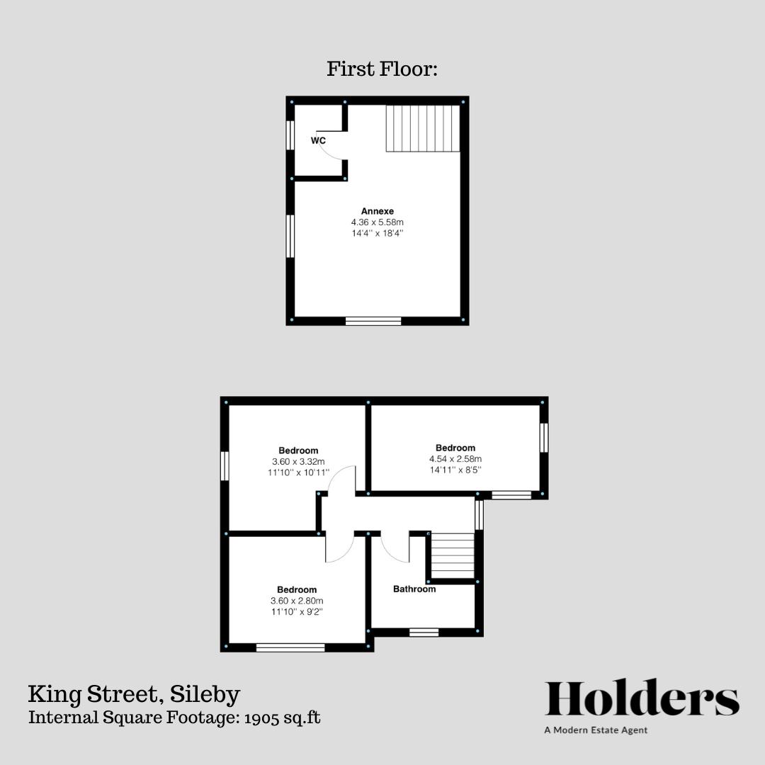 First Floor Floorplan for King Street, Sileby, Loughborough
