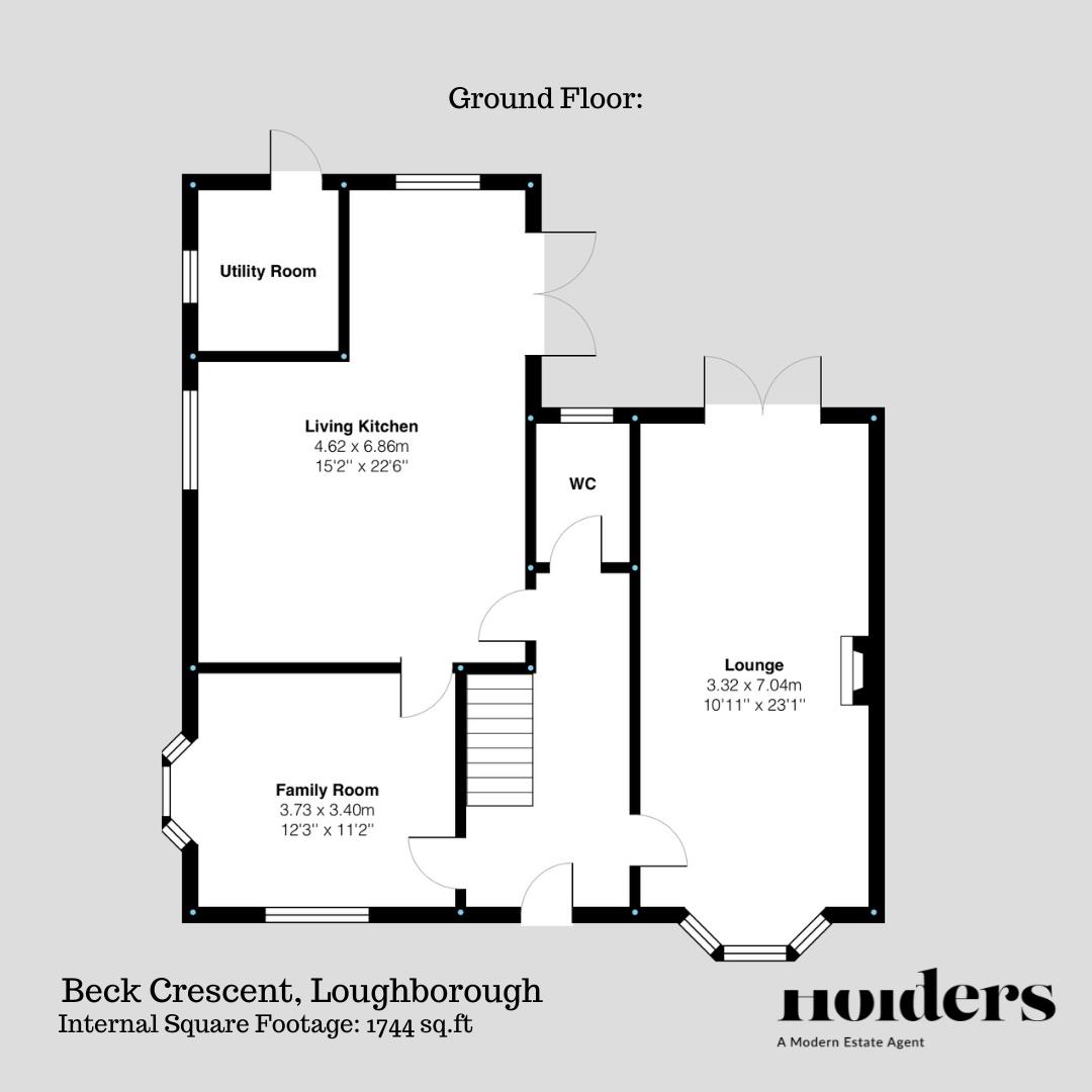Ground Floor Floorplan for Beck Crescent, Loughborough