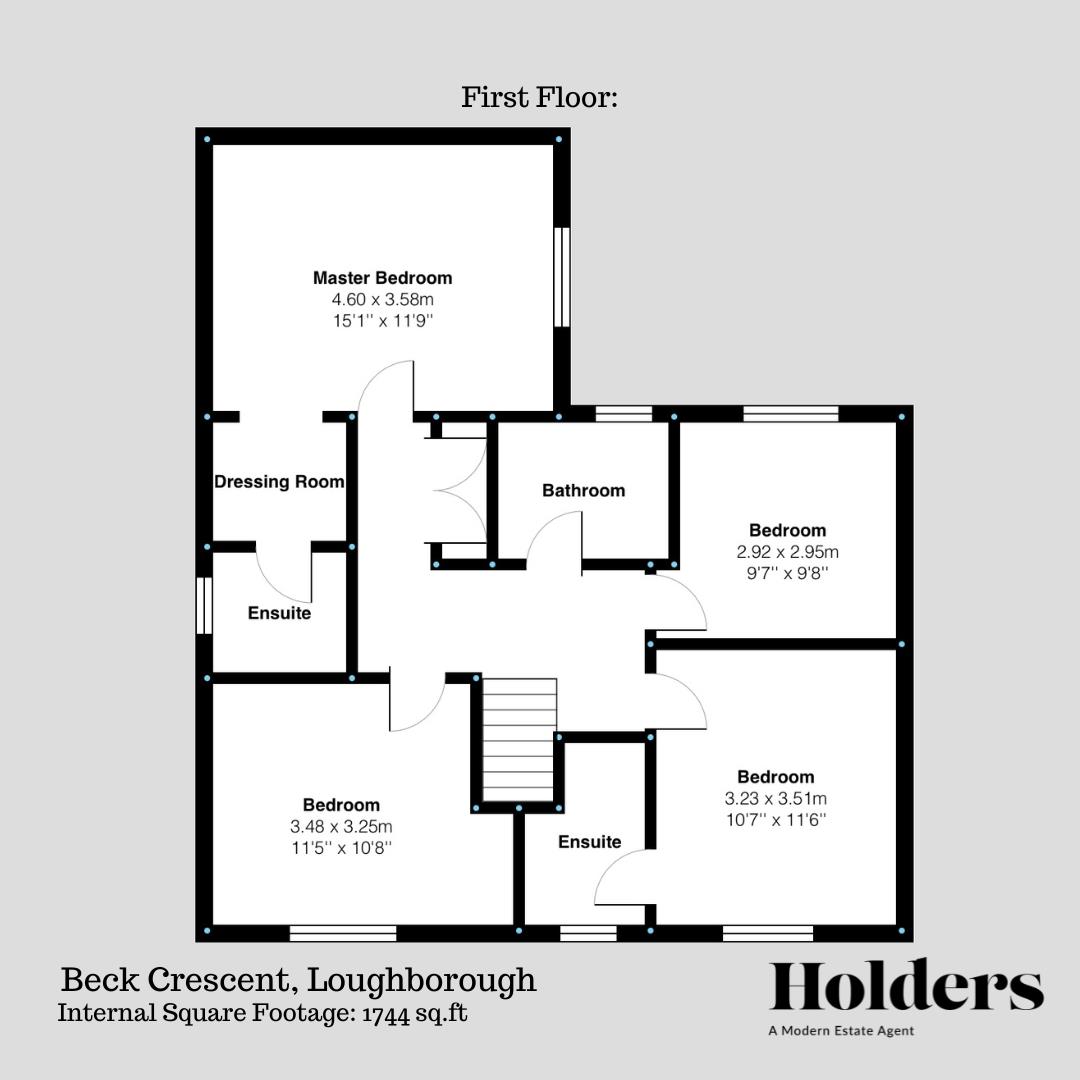 First Floor Floorplan for Beck Crescent, Loughborough