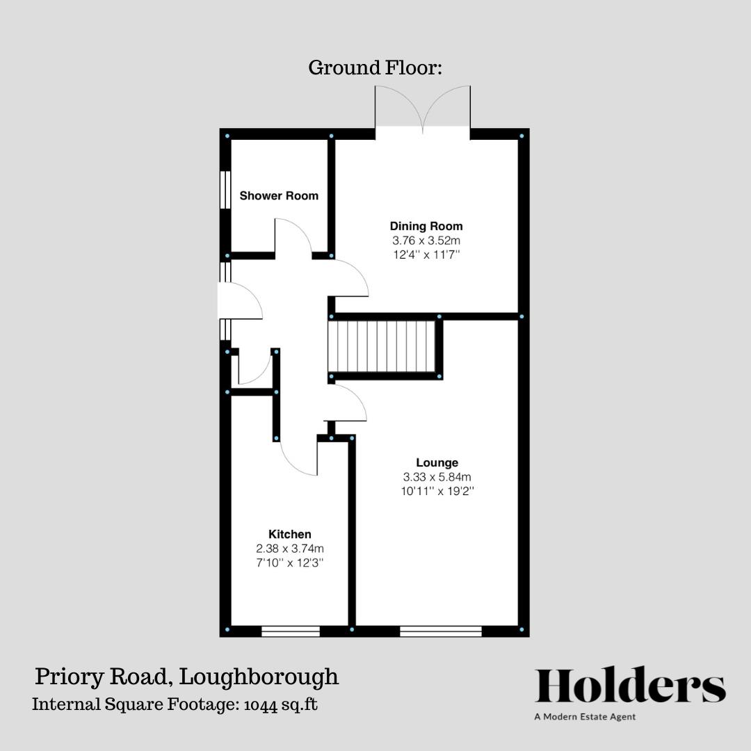 Ground Floor Floorplan for Priory Road, Loughborough