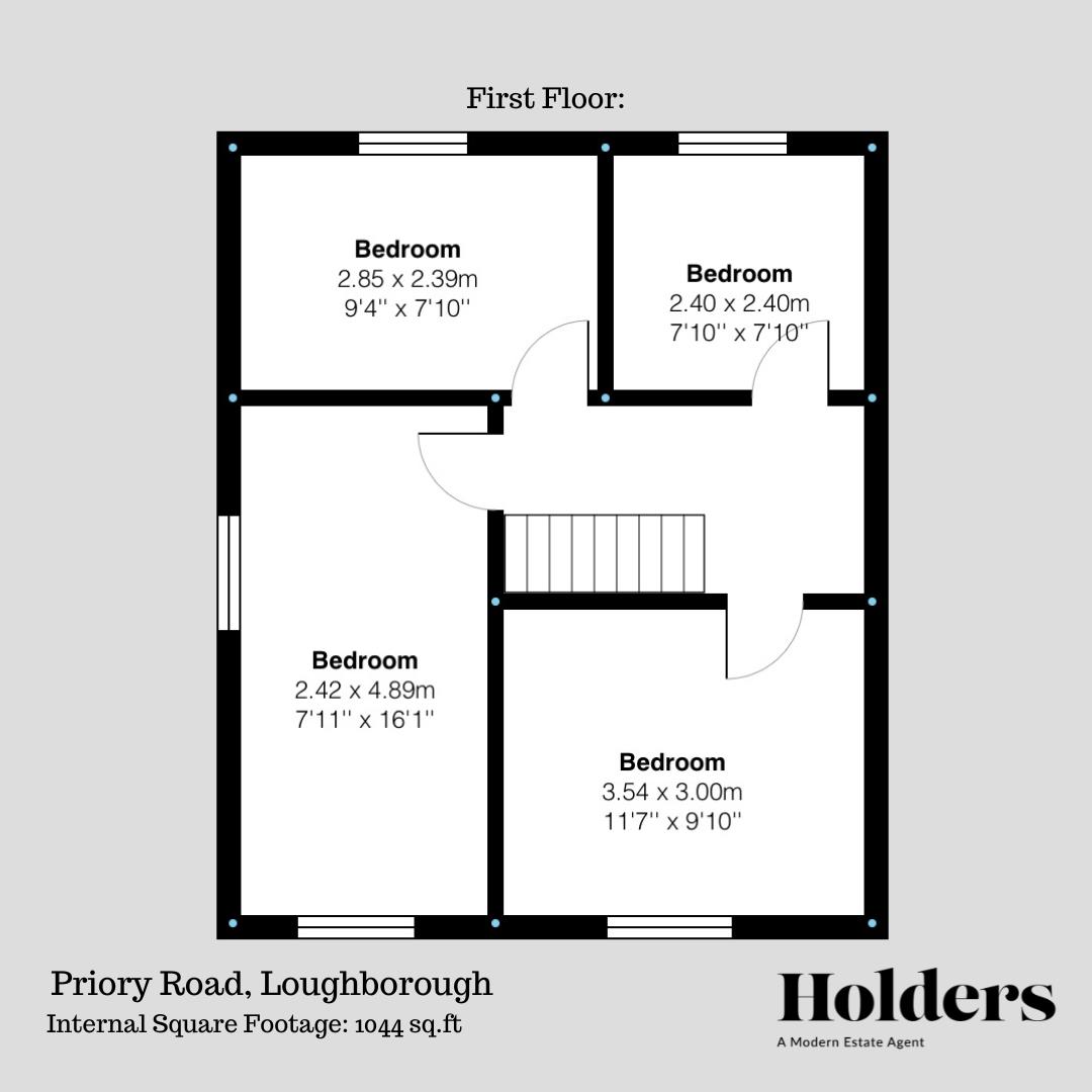 First Floor Floorplan for Priory Road, Loughborough