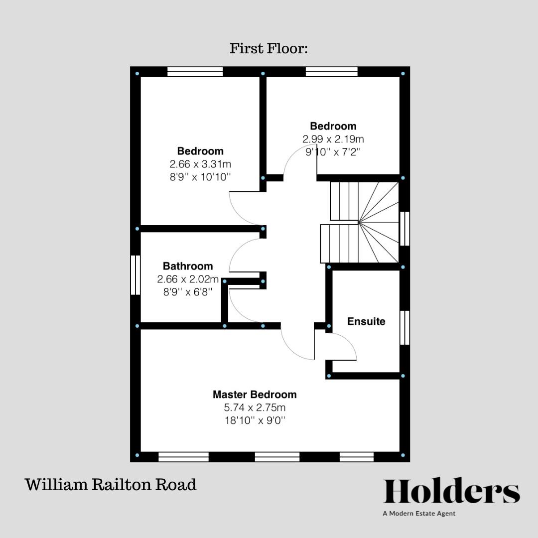 First Floor Floorplan for William Railton Road, Hathern