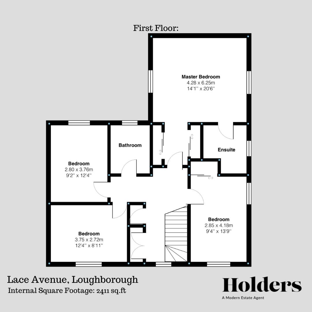 First Floor Floorplan for Lace Avenue, Loughborough