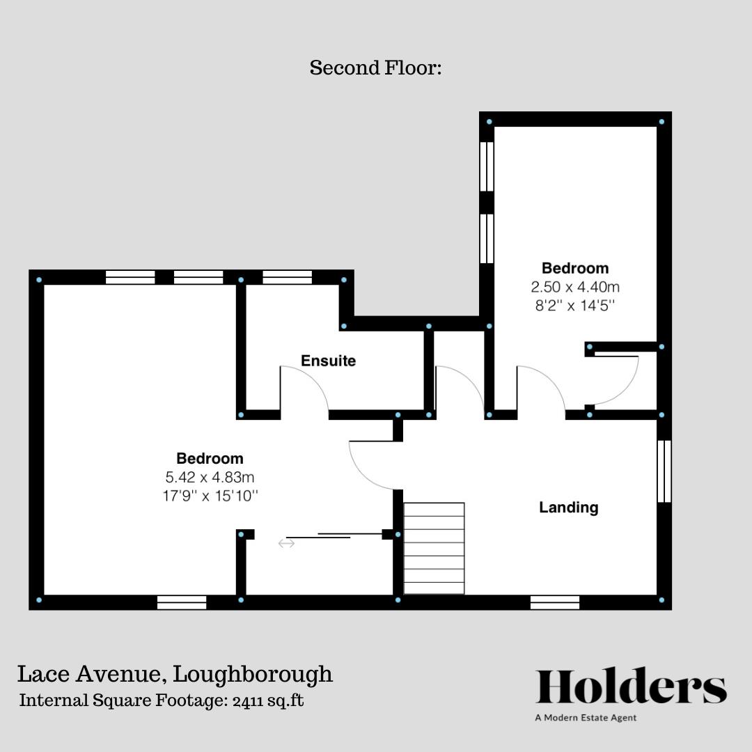Second Floor Floorplan for Lace Avenue, Loughborough