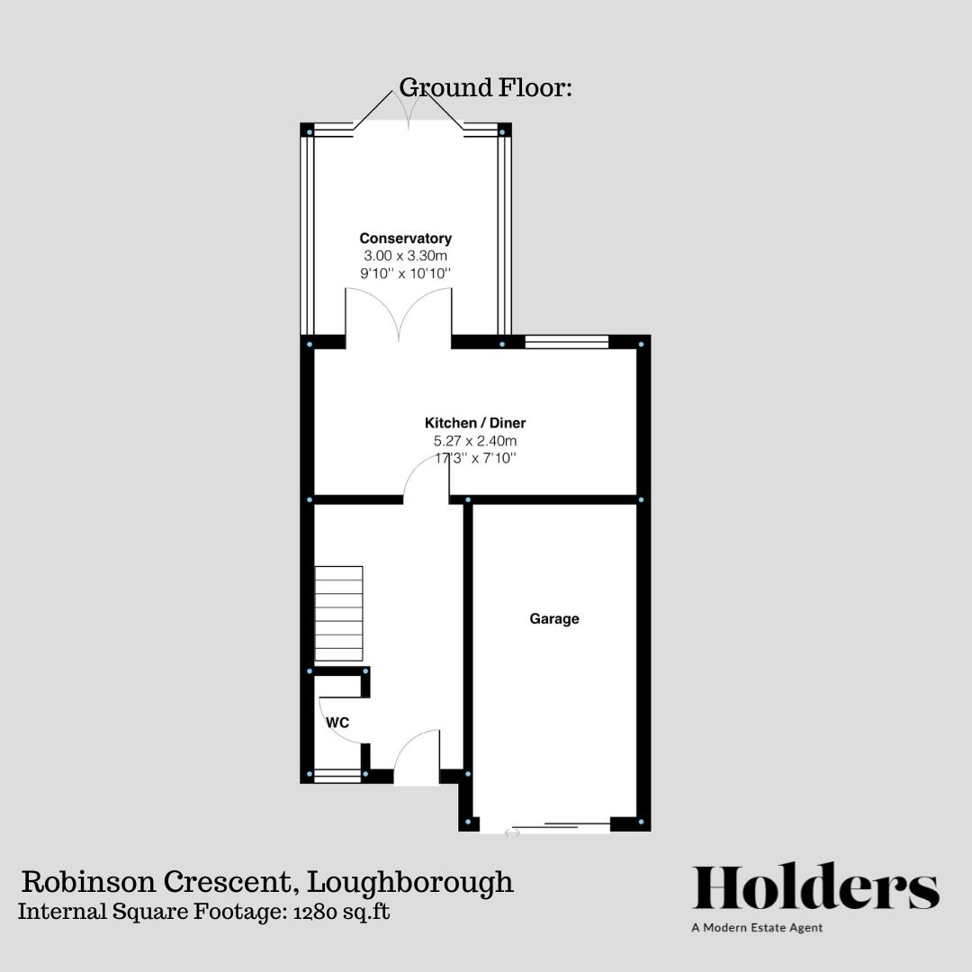 Ground Floor Floorplan for Robinson Crescent, Loughborough