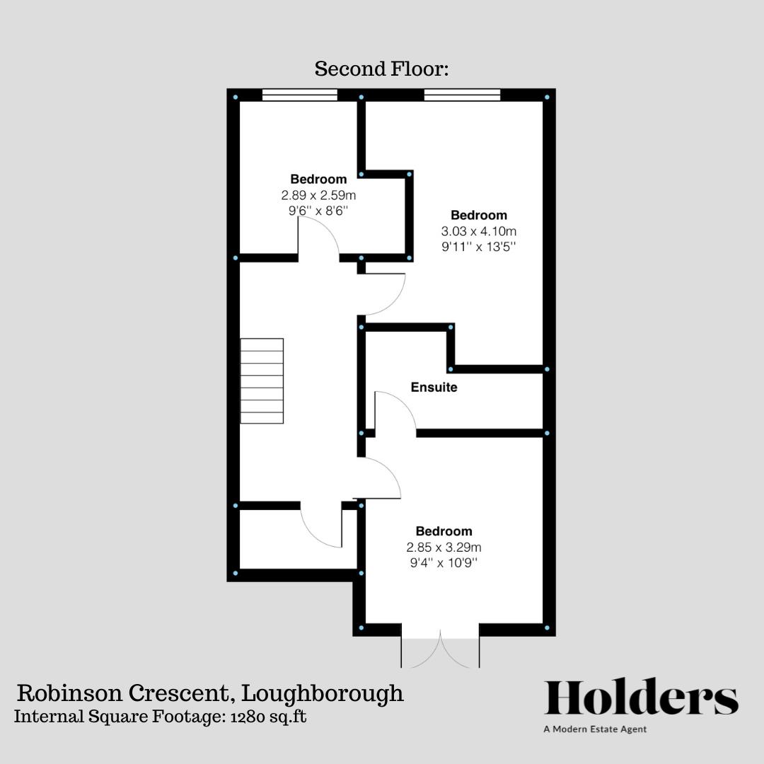 Second Floor Floorplan for Robinson Crescent, Loughborough