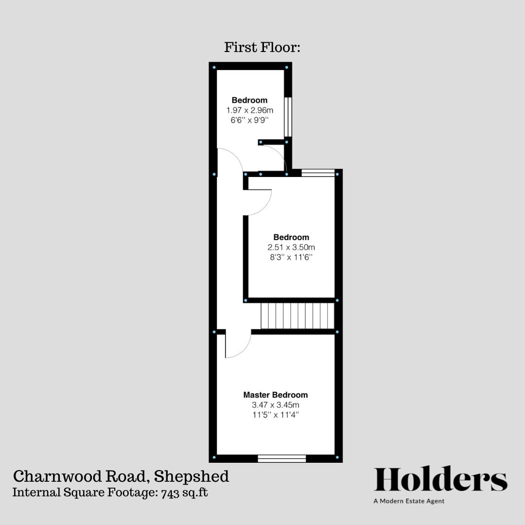 First Floor Floorplan for Charnwood Road, Shepshed, Loughborough
