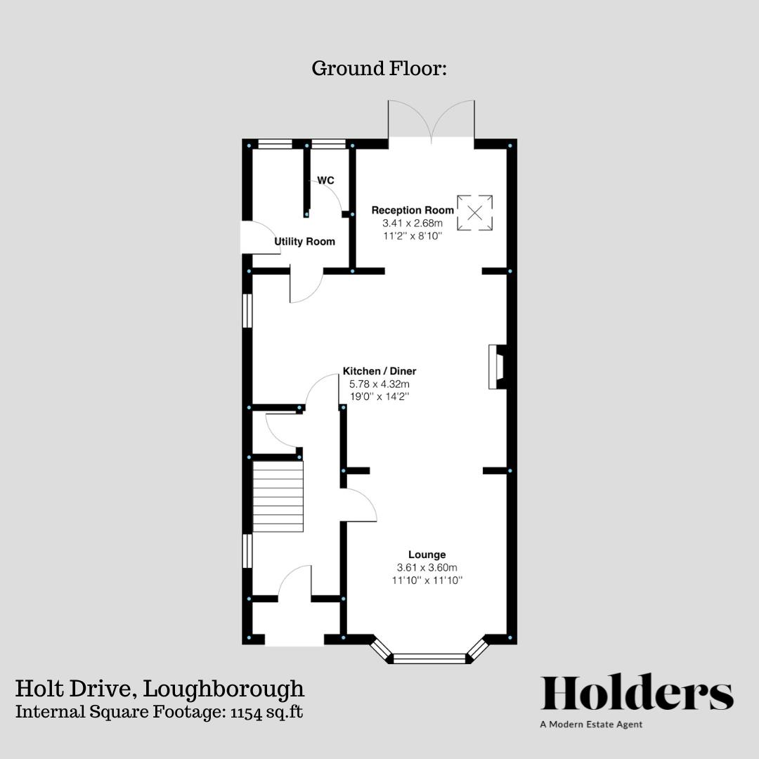 Ground Floor Floorplan for Holt Drive, Loughborough