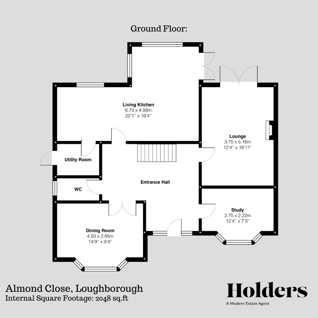Ground Floor Floorplan for Almond Close, Loughborough