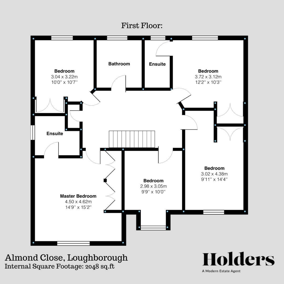 First Floor Floorplan for Almond Close, Loughborough