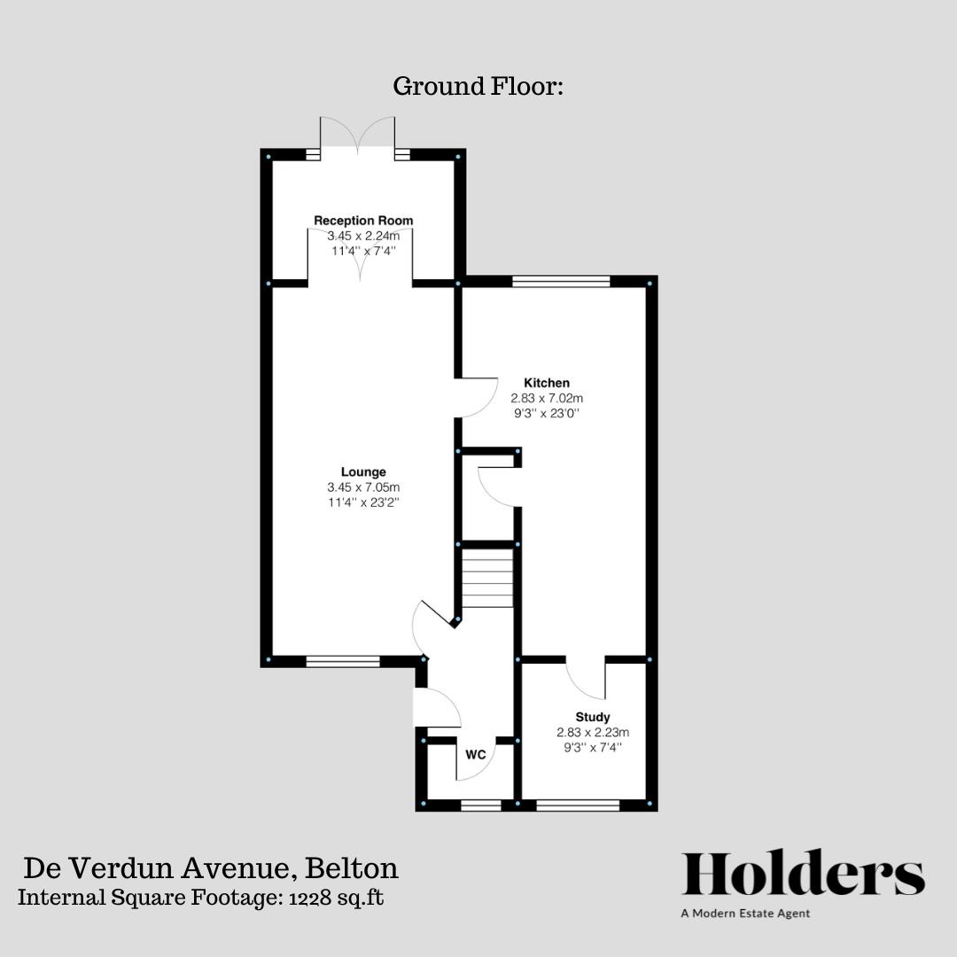 Ground Floor Floorplan for De Verdun Avenue, Belton, Loughborough