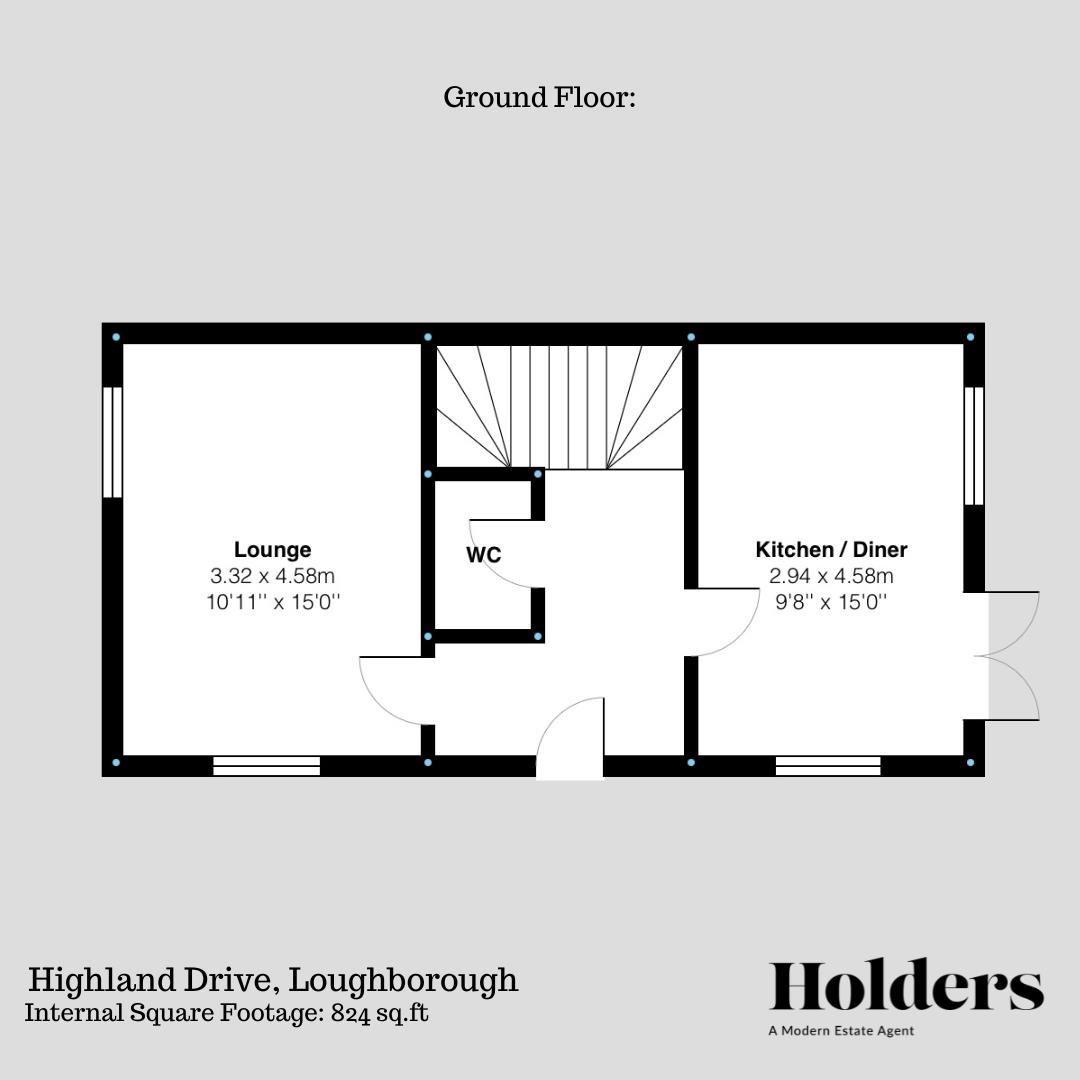 Ground Floor Floorplan for Highland Drive, Loughborough