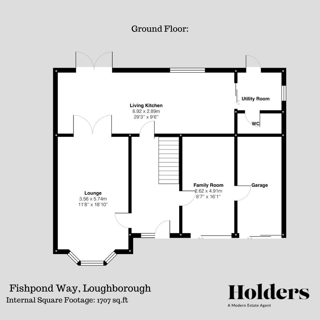 Ground Floor Floorplan for Fishpond Way, Loughborough