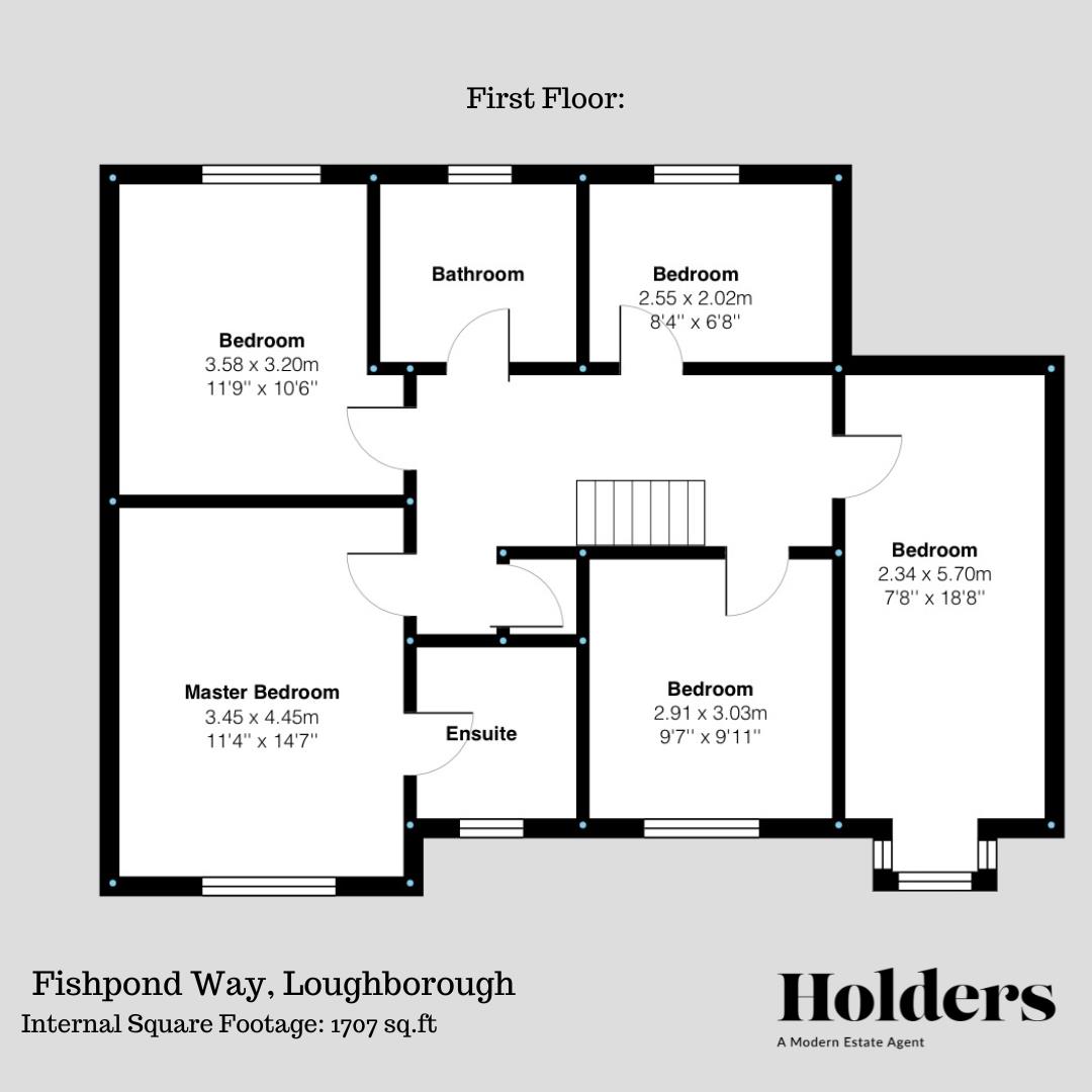 First Floor Floorplan for Fishpond Way, Loughborough