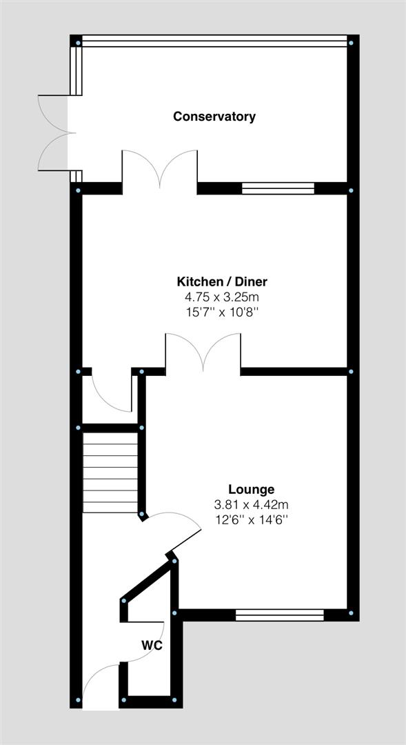 Ground Floor Floorplan for Orchard Close, Shepshed, Loughborough