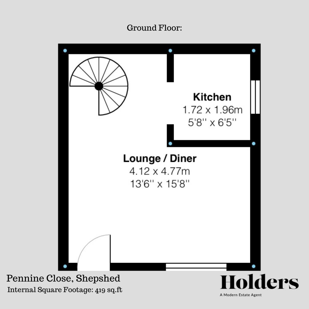 Ground Floor Floorplan for Pennine Close, Shepshed, Loughborough