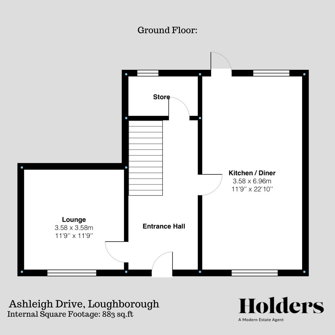 Ground Floor Floorplan for Ashleigh Drive, Loughborough