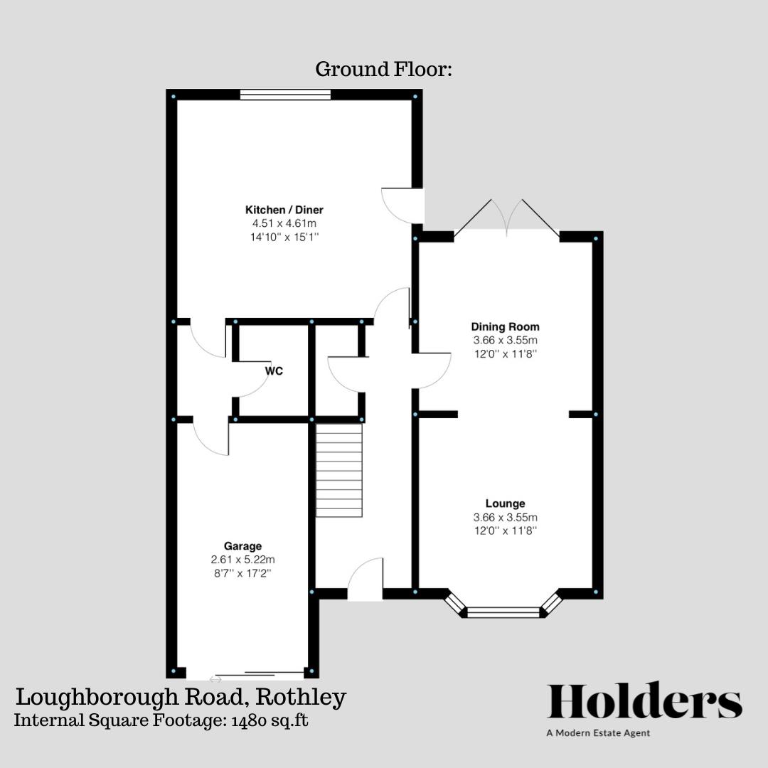 Ground Floor Floorplan for Loughborough Road, Rothley, Leicester