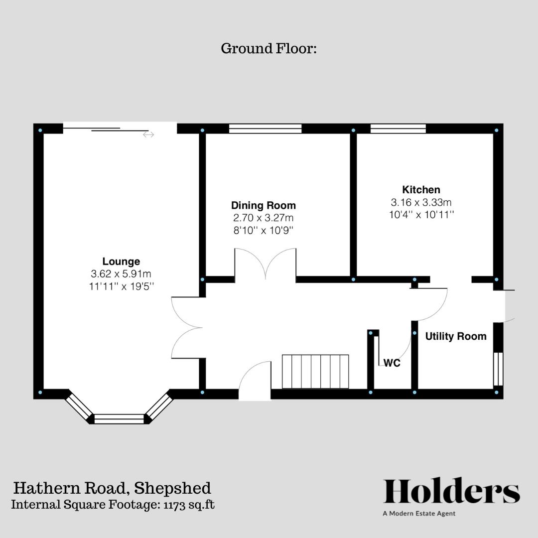 Ground Floor Floorplan for Hathern Road, Shepshed, Loughborough