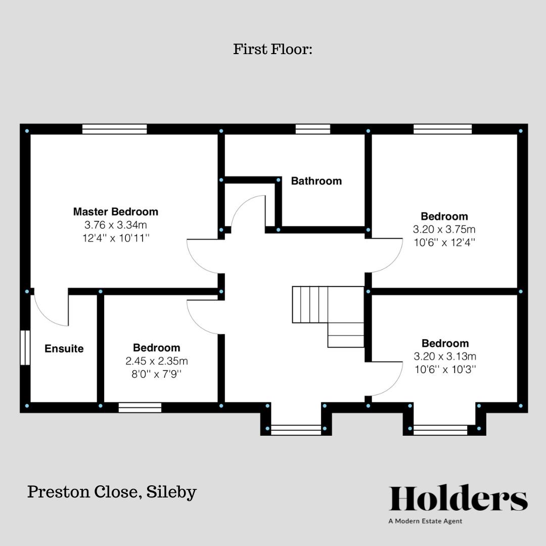 First Floor Floorplan for Preston Close, Sileby, Loughborough