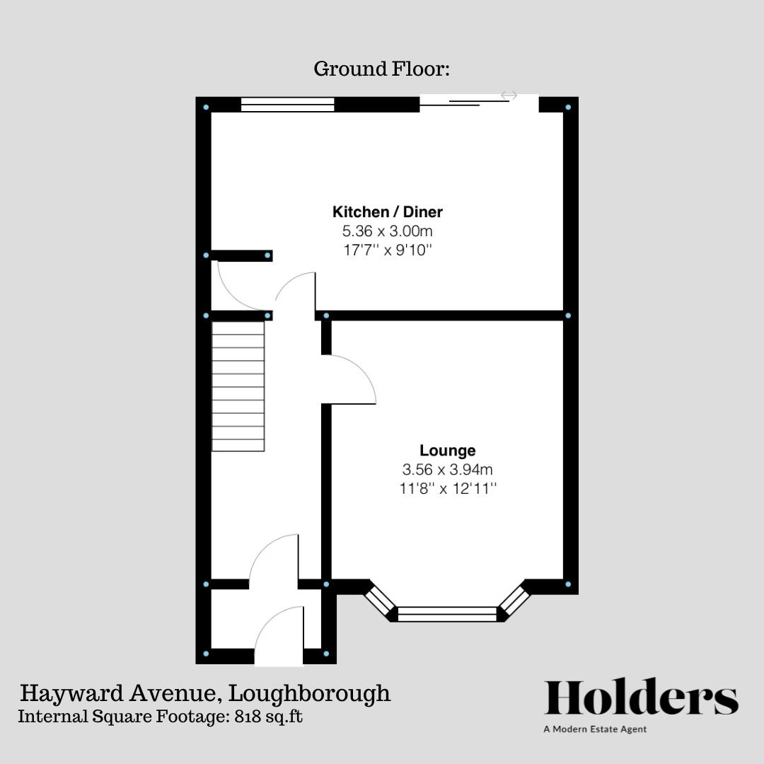 Ground Floor Floorplan for Hayward Avenue, Loughborough