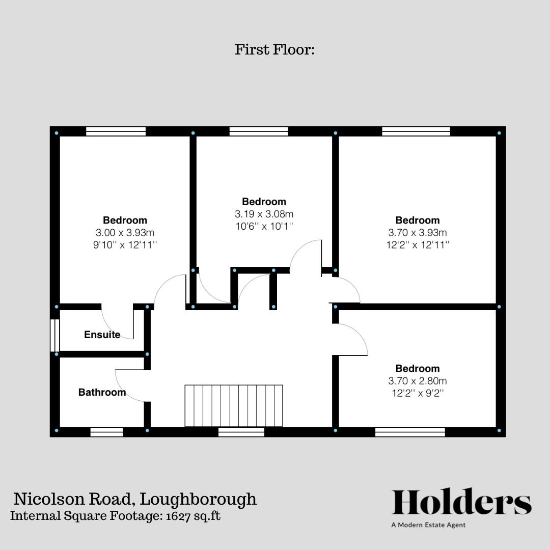 First Floor Floorplan for Nicolson Road, Loughborough