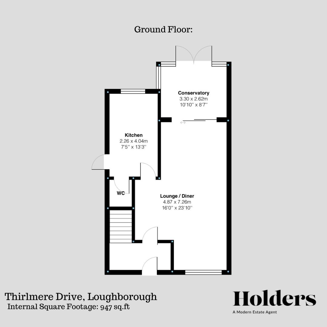 Ground Floor Floorplan for Thirlmere Drive, Loughborough