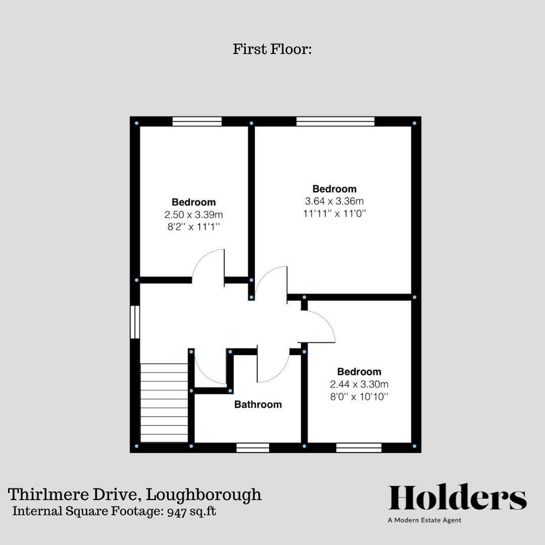 First Floor Floorplan for Thirlmere Drive, Loughborough