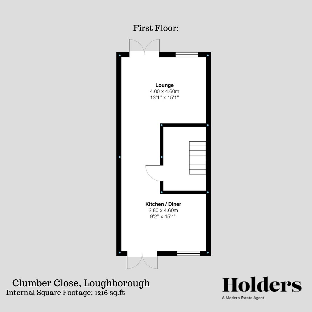 First Floor Floorplan for Clumber Close, Loughborough