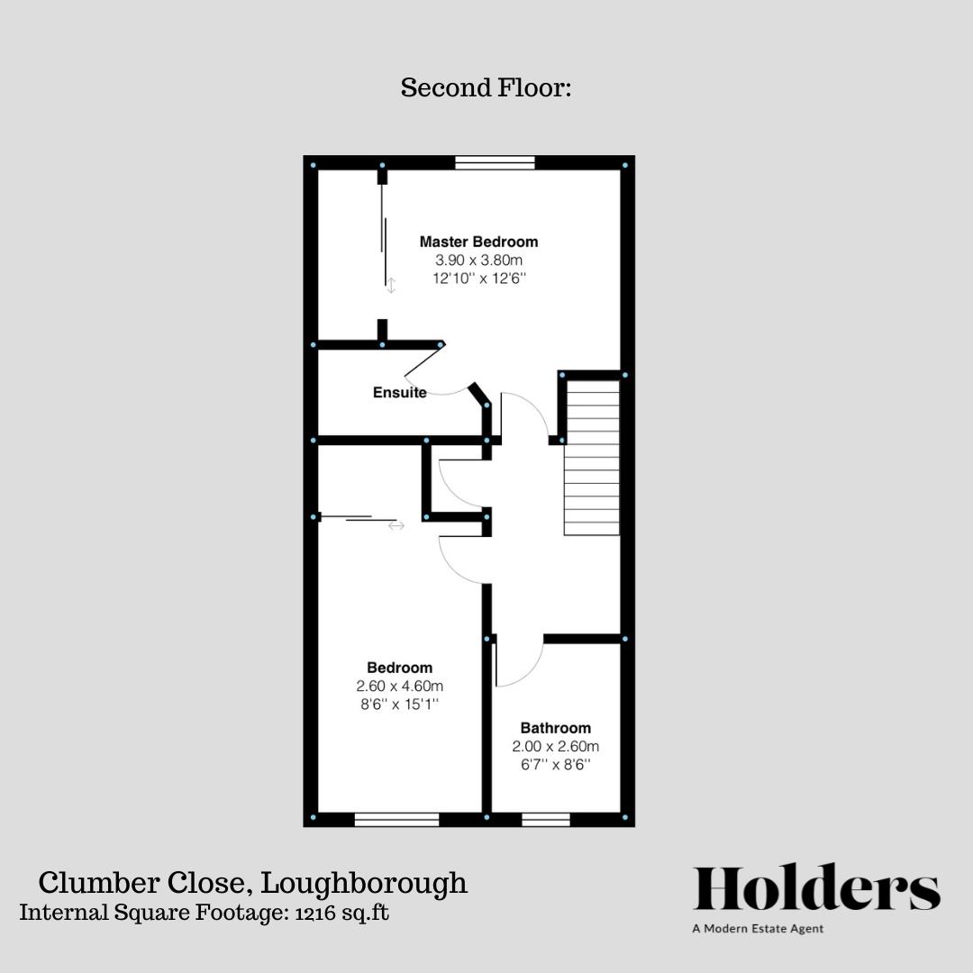 Second Floor Floorplan for Clumber Close, Loughborough
