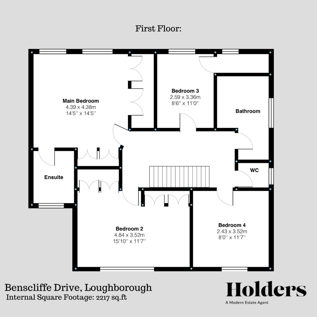 First Floor Floorplan for Benscliffe Drive, Loughborough