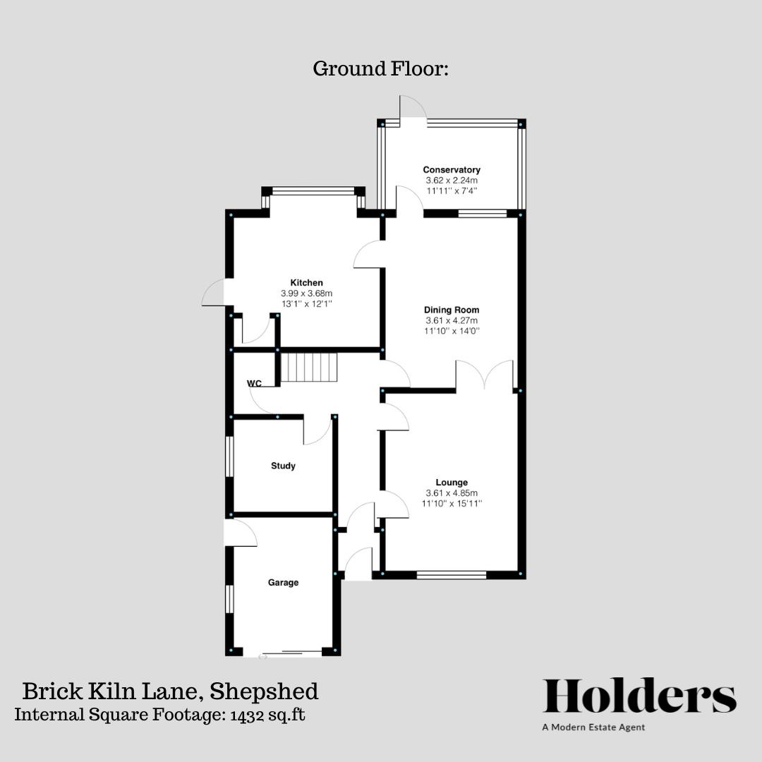 Ground Floor Floorplan for Brick Kiln Lane, Shepshed, Loughborough