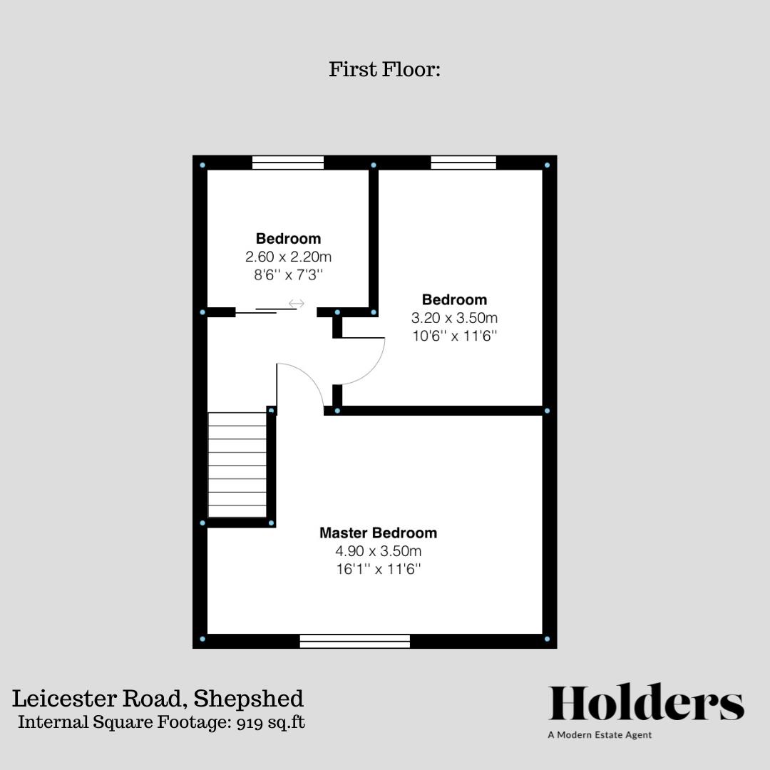First Floor Floorplan for Leicester Road, Shepshed, Loughborough