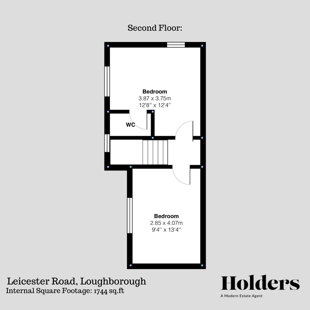 Second Floor Floorplan for Leicester Road, Loughborough