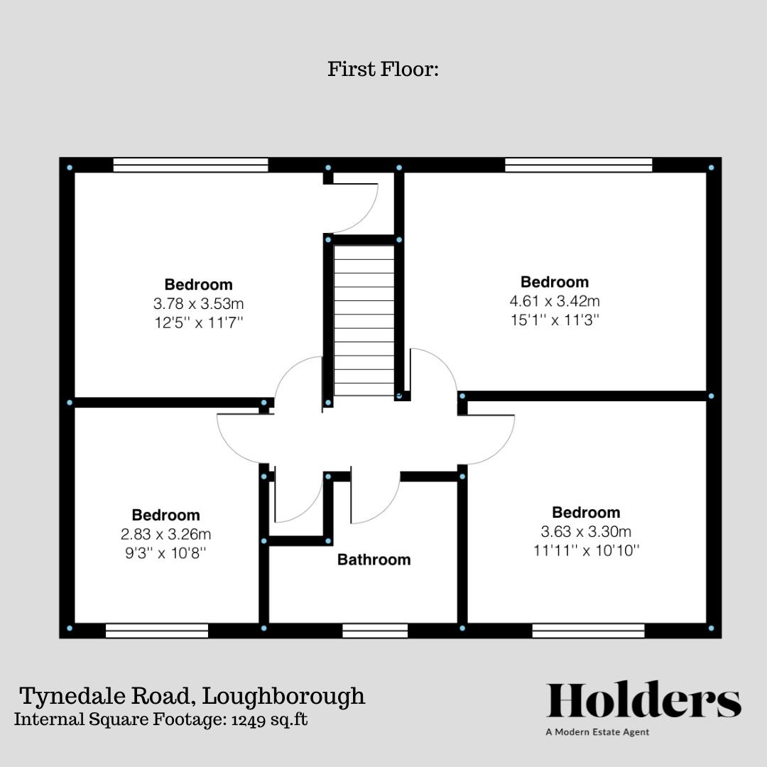 First Floor Floorplan for Tynedale Road, Loughborough
