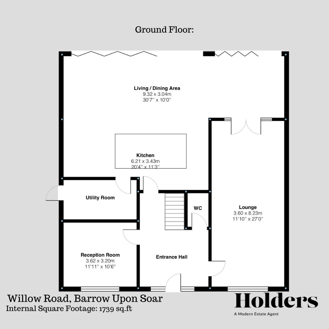 Ground Floor Floorplan for Willow Road, Barrow Upon Soar, Loughborough