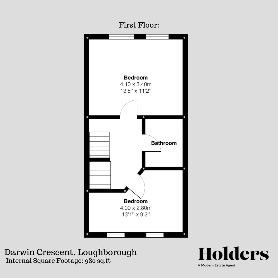 First Floor Floorplan for Darwin Crescent, Loughborough