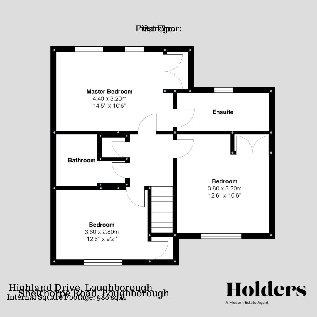 First Floor Floorplan for Highland Drive, Loughborough