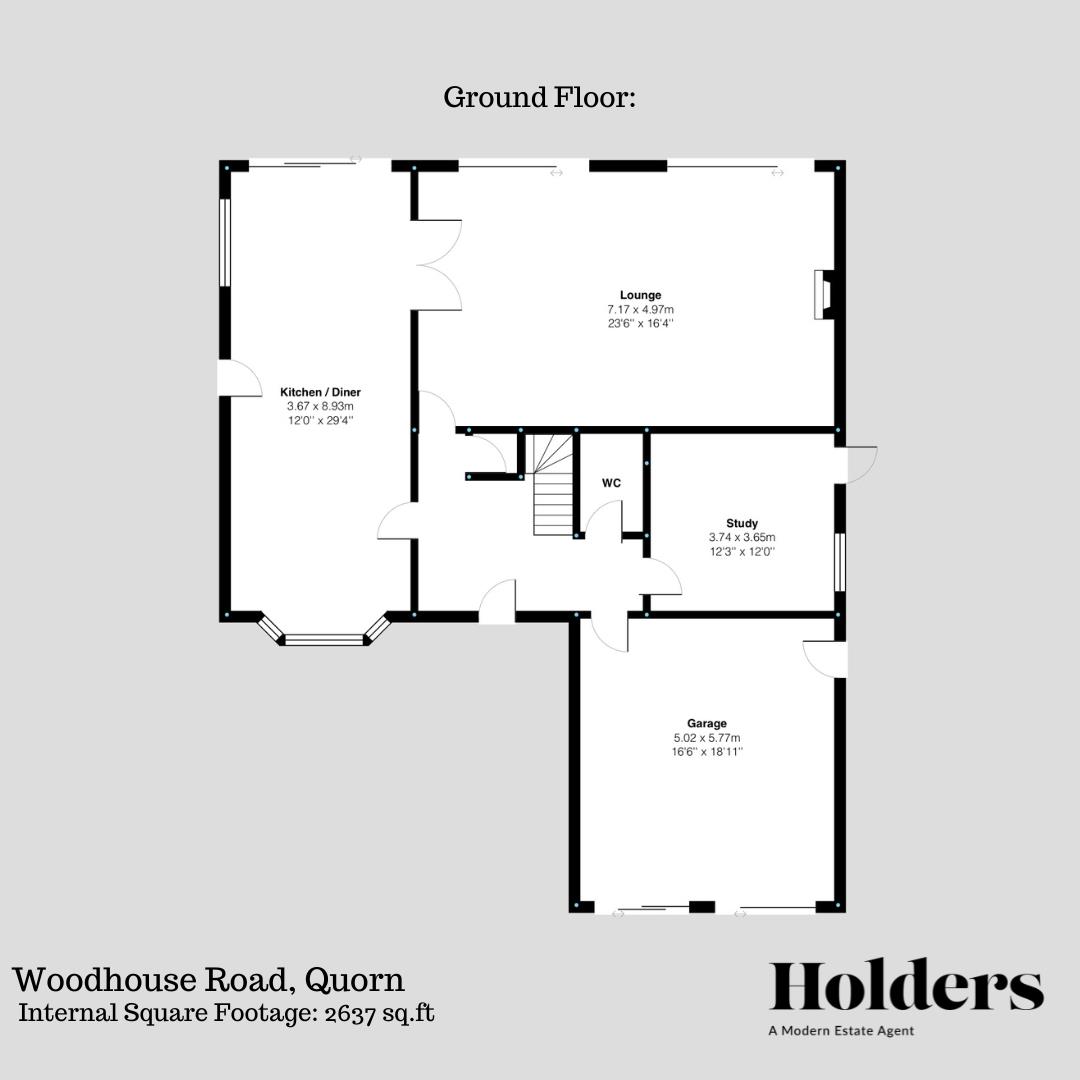 Ground Floor Floorplan for Woodhouse Road, Quorn, Loughborough