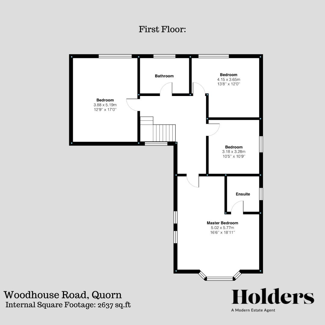 First Floor Floorplan for Woodhouse Road, Quorn, Loughborough