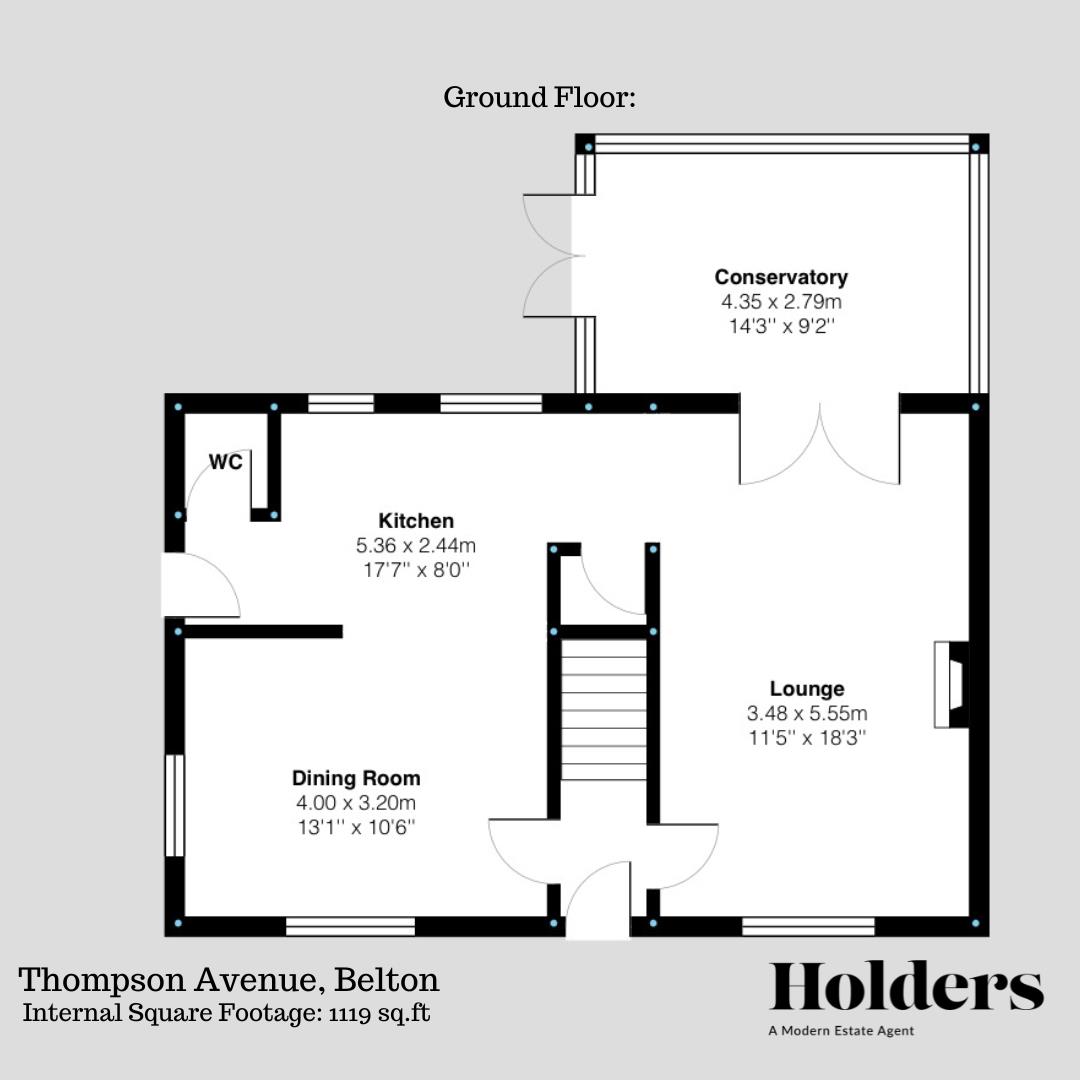 Ground Floor Floorplan for Thompson Avenue, Belton, Loughborough