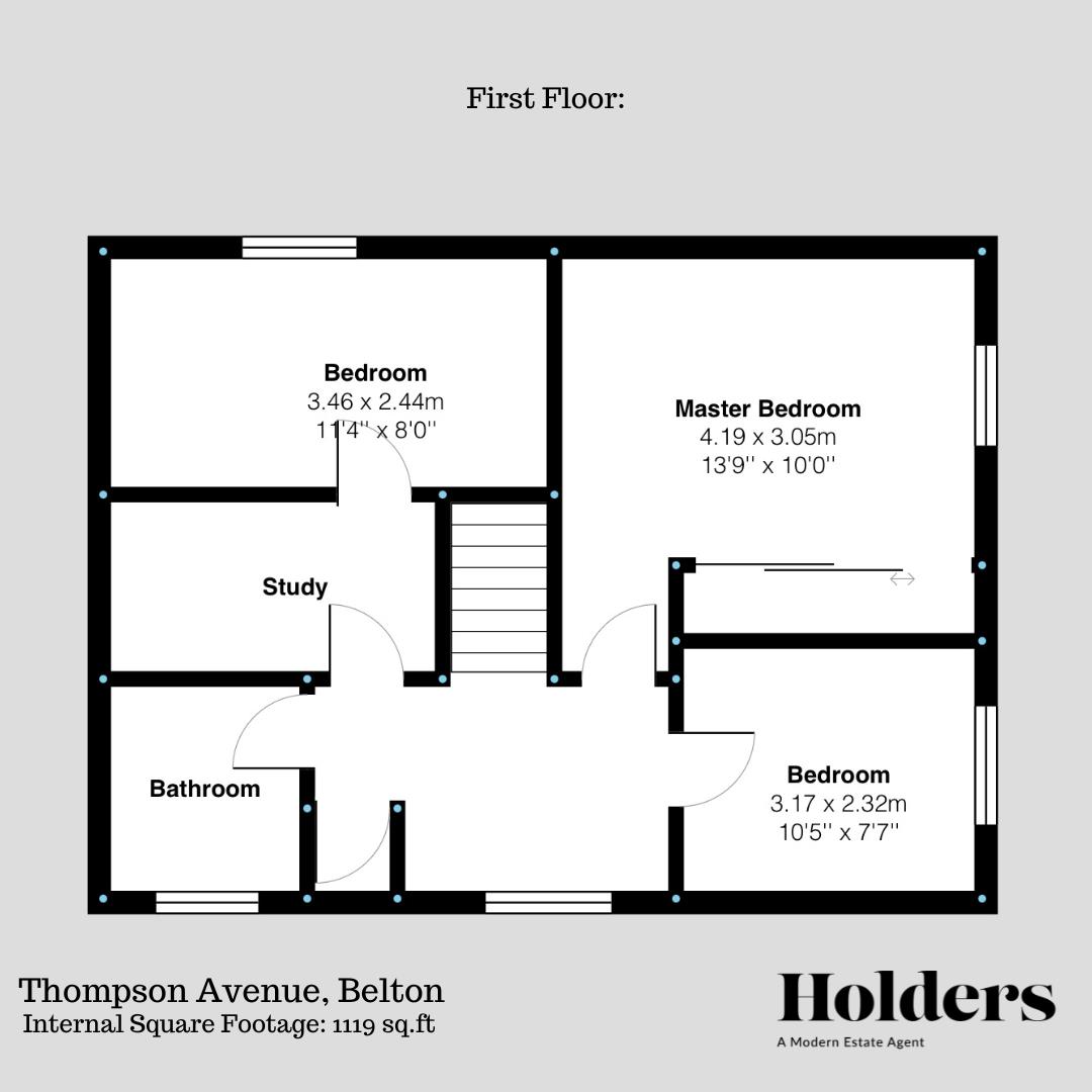First Floor Floorplan for Thompson Avenue, Belton, Loughborough