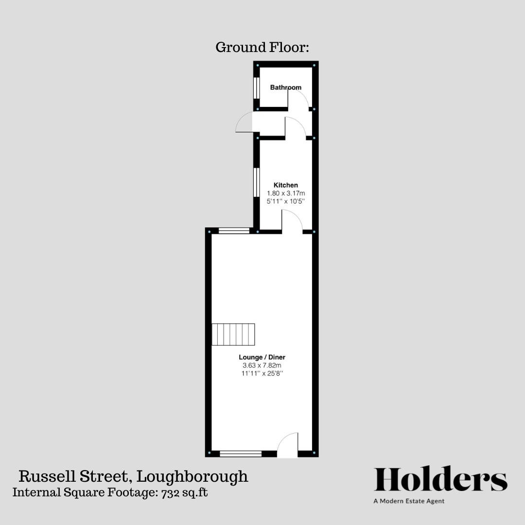 Ground Floor Floorplan for Russell Street, Loughborough