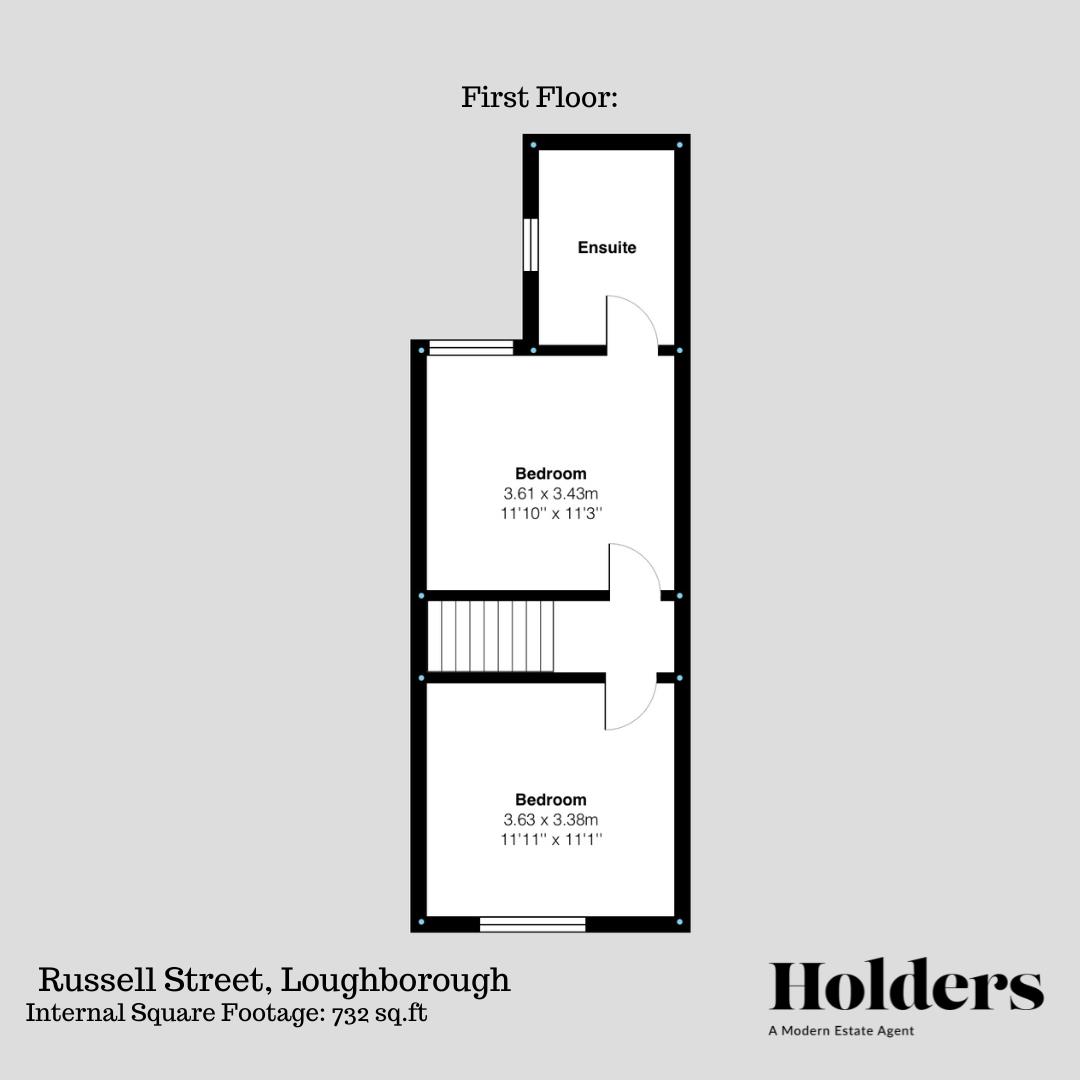 First Floor Floorplan for Russell Street, Loughborough