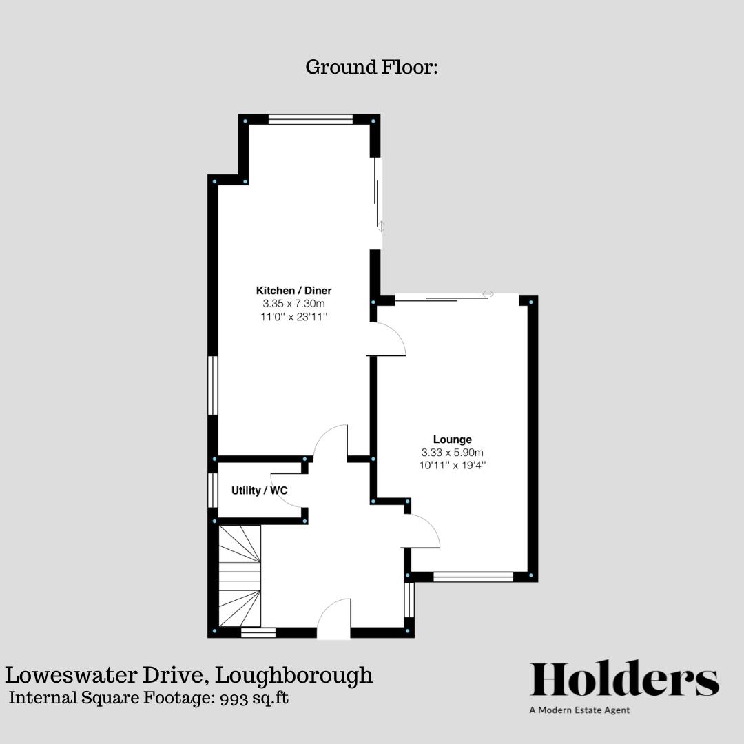 Ground Floor Floorplan for Loweswater Drive, Loughborough